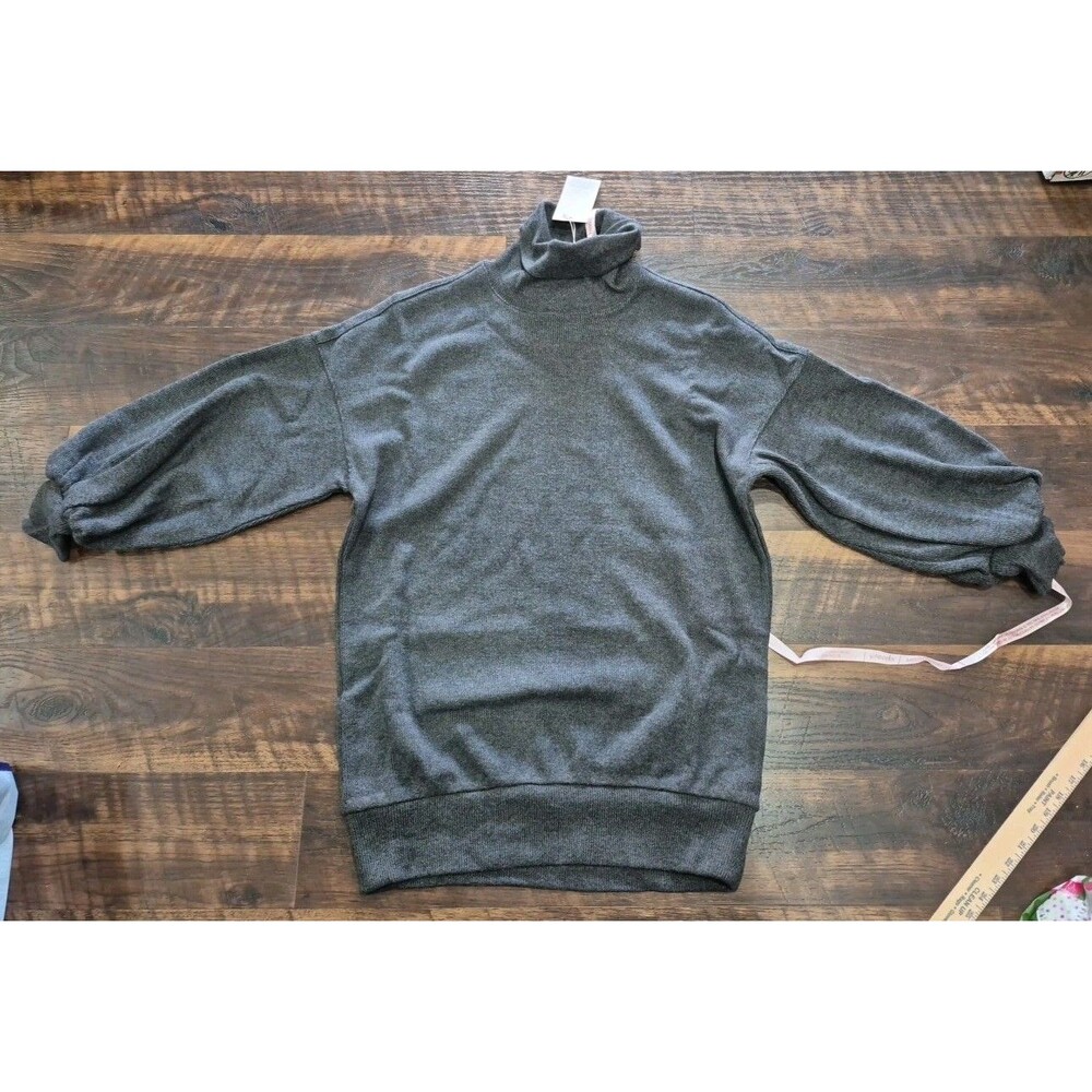 Choosy Gray Turtleneck Oversized Boyfriend Sweater Size S Balloon Sleeve New